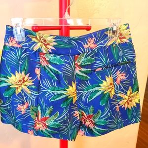 CeCe Womens Shorts Blue Size 2 Floral Tropical Havana Fiesta Jacquard $89 New